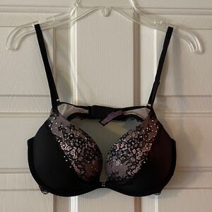 Victoria's Secret Black and Baby Pink Lace Bra